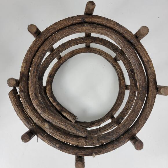 VINTAGE Handmade Candle Holders Brown Primitive Wooden Stick Home Decor Set of 3 - Picture 7 of 15